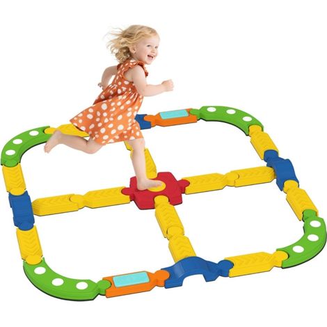 Parc bébé interactif antidérapant-Barre d'équilibre colorée-En plastique durable-Support ludique-176x176x10.5(cm) (1/5)