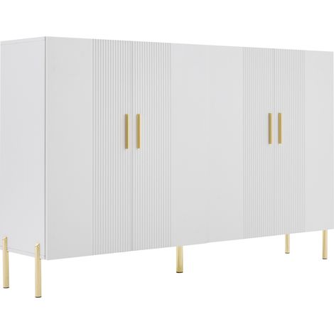 ELVMI Madia con 4 Ante e 4 Ripiani Regolabili, per Sala da Pranzo in Pannelli di Particelle 160 × 35 × 100 cm Bianco (1/5)