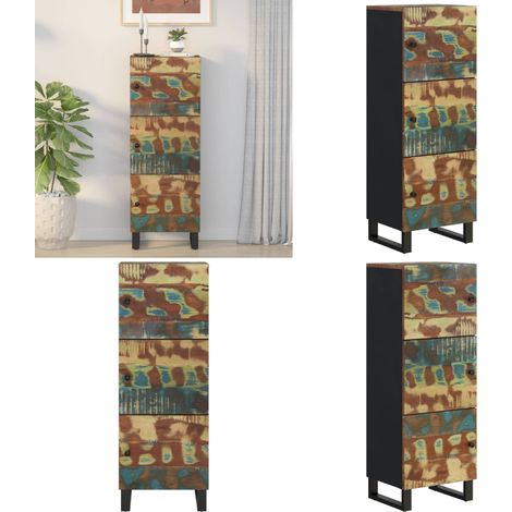 Buffet haut et tiroir 60x33x100 cm bois massif récupération/fer - Buffet Industriel - Meuble Rangement - Bois Récupéré - Mobilier Vintage - Décoration Intérieure - Home & Living (1/5)