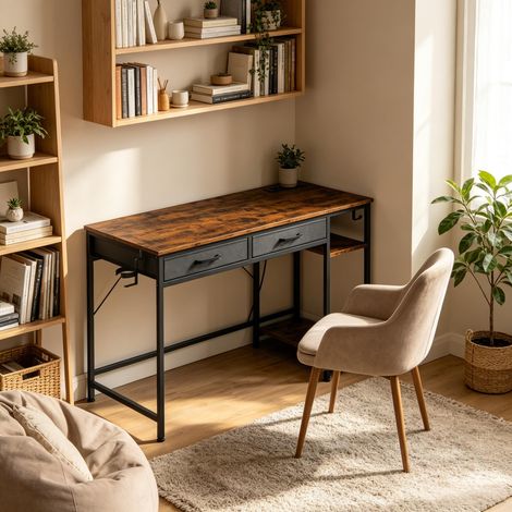 Bureau d'étude, table de jeu et bureau d’ordinateur moderne avec tiroirs en tissu, également utilisable comme table à langer (modèle comprenant uniquement le bureau d’ordinateur) (1/5)