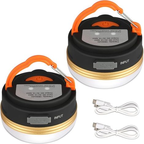 Campinglaterne [2er-Pack] Wiederaufladbare Zeltlampen mit Akku, wasserabweisend, Magnetfuß, 3 Leuchtmodi mit USB-Kabel für Camping, Arbeit, Jagd, Zelt, Angeln und Wandern