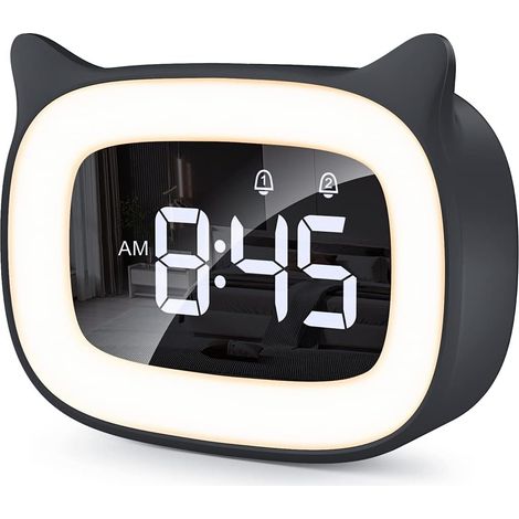 Réveil Enfant Educatif LED, LED Veilleuses Pendules, 5 Couleurs,18 Types de Musique, 2 Alarmes (1/4)