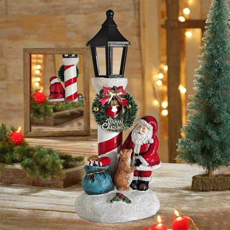 Village De Noël - Figurines Lumineuses En Résine Avec Lampadaire À LED - Décoration De Table Festive - 1 Pièce (1/5)