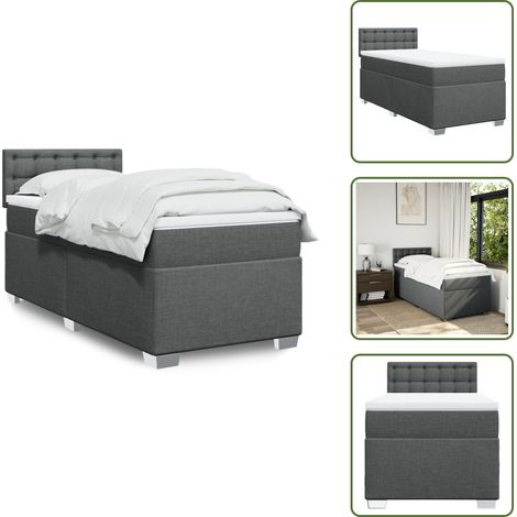 Boxspringbett mit Matratze Dunkelgrau 100x200 cm Stoff - Boxspringbett - Doppelbett - Bettsystem - Schlafsofa - Polsterbett
