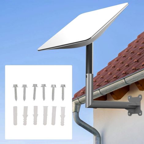 Kit de Montage Internet Satellite, Support de Toit sur Poteau Mural Support Mural Long Support de Montage D'antenne Rectangulaire J pour V2 (1/5)
