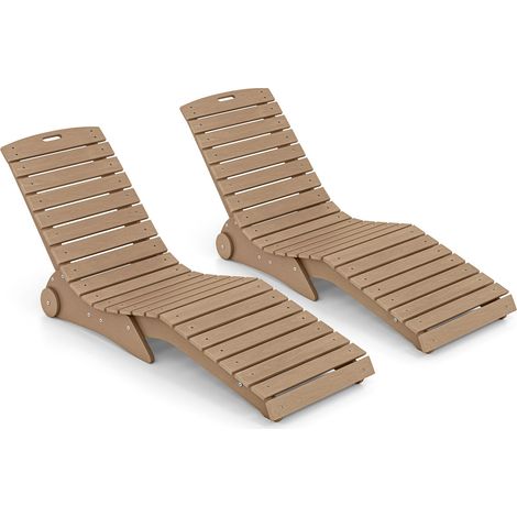 COSTWAY Bain de Soleil en HDPE, Roues Intégrées, Charge 205 kg (Brun,2) (1/5)