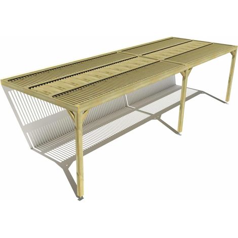 Pergola bois • 9m x 3m • adossée • sens largeur • lames orientables bioclimatiques incluses • livraison comprise (1/3)