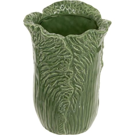 Vase Déco en Dolomite "Lisière" 20cm Vert (1/4)