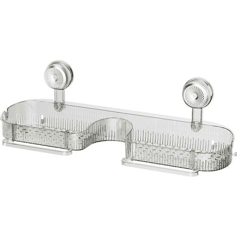 Étagère de salle de bain à ventouse avec trou de drainage, étanche, idéale pour ranger les flacons de gel douche, les porte-savons, etc., pour un usage domestique. (1/5)