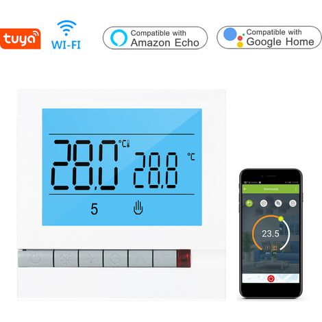 Thermostat intelligent Tuya WiFi pour chauffage à eau/gaz, régulateur de température programmable, compatible avec Alexa et Google Home, grand écran LCD rétroéclairé (1/2)