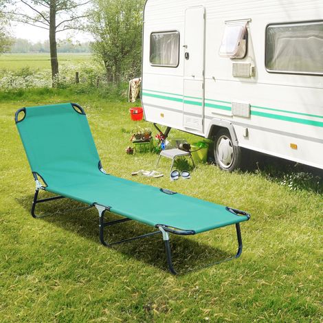 Lettino prendisole pieghevole e reclinabile in tessuto Oxford per spiaggia, campeggio e piscina, 188 x 56 x 28 cm, verde scuro.