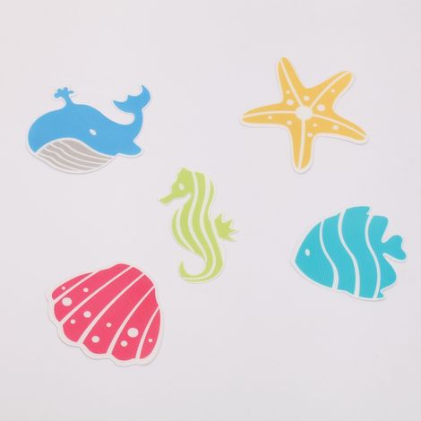 Set de 5 pegatinas de figuras de ducha o bañera antideslizantes de PVC WATERWORLD 12x12cm Multicolor Spirella (1/5)