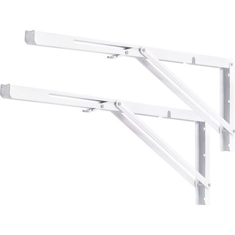 Équerres Étagères Pliable 600mm,Équerres Pliantes Support Console Pliable Charge Maximale 150KG Robuste Brace de Tablette Flottants Pour Garage Cuisine Chambre, Blanc, avec Vis (1/5)