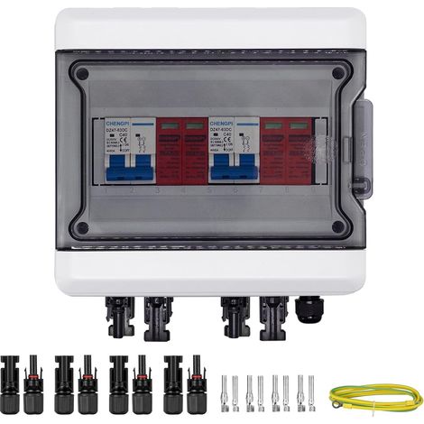 Boîte de Combinaison Solaire Photovoltaïque, DC 500V 40A Boîte de Distribution Solaire PV Boîte de Combinaison, IP65 Étanche Disjoncteur Solaire pour Panneaux Solaires(2 in 2 out) (1/5)
