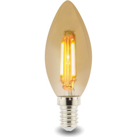 IluminaShop - Bombilla LED Filamento E14 C37 4W Ambar  Blanco Calido 2300K