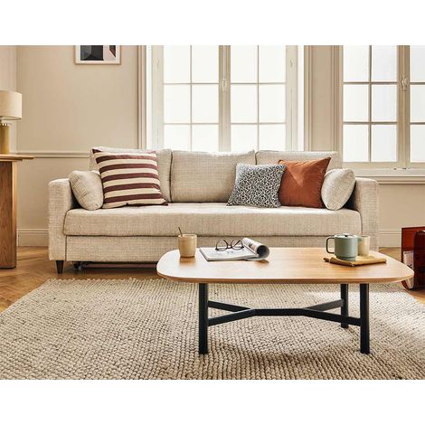 Anna - 3-sitzer einzelsofa schlaffunktion mit tasche aus strukturiertem samt - beige