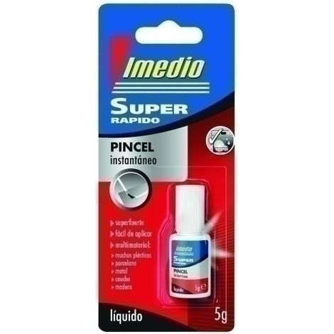 IMEDIO PEGAMENTO SUPER RÁPIDO LÍQUIDO ADHESIVO INSTANTÁNEO PINCEL 3 X 1GR EN BLÍSTER