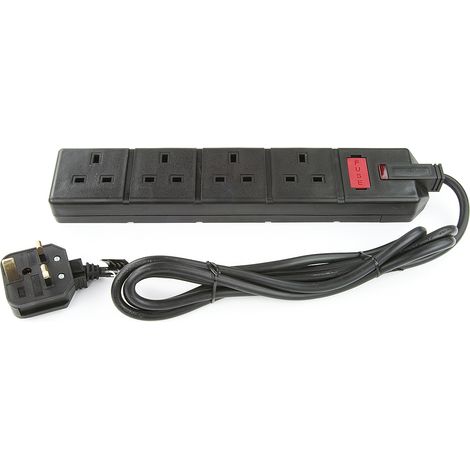 Rallonge électrique 2m, 4 prises Type G - Britannique 13A ( Prix pour 1 )
