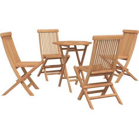 Set da Giardino 5 pz Marrone Legno Teak Massello vidaXL (1/5)