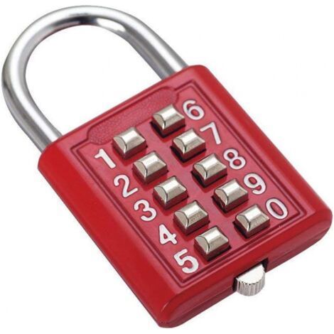 Password Security Padlock, Digital Lock, Suitcase, Door, Drawer, Box, 10 Digits, 5 Digits, Red, Locking Device (1/5)
