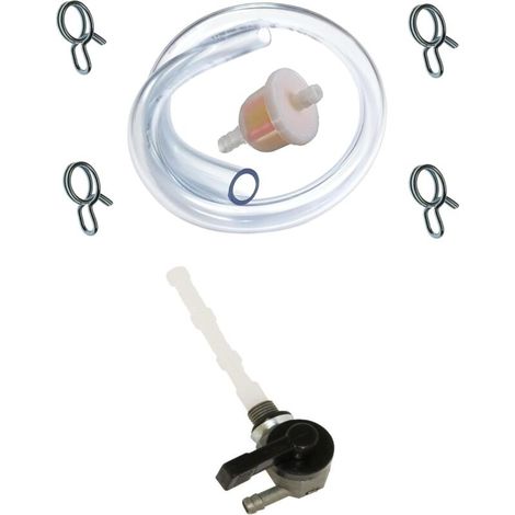 Kit robinet essence coudé + durite + filtre + collier universel motoculture tracteur tondeuse (1/3)