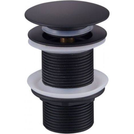 Black basin waste without overflow – High-quality brass – Click-clack mechanism – Standard G1¼ connection – Fast drainage (1/5)