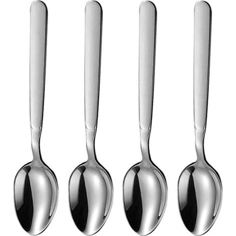 Ensemble de 4 cuillères de table en acier inoxydable, idéales pour la soupe et un usage quotidien.