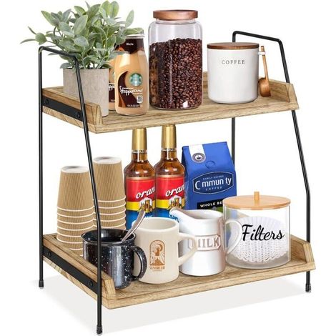 Organisateur de Bar à Café et Comptoir, Rangement Cuisine pour Capsules, Condiments, Tasses, Support Station Café, Étagère Cuisine (1/5)
