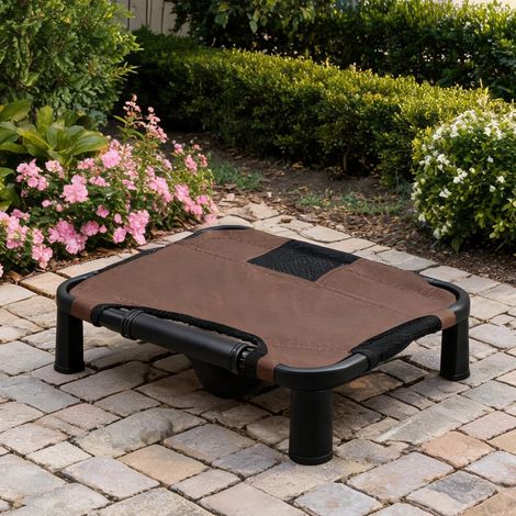 Lit de camp surélevé pour chien et chat bois et métal 122 x 92 x (1/5)