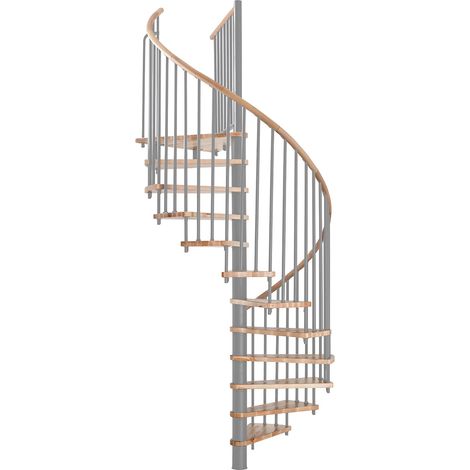Minka Spindeltreppe Spiral Wood 38 - 305,5cm Geschosshöhe Buche Grau 120cm Durchmesser