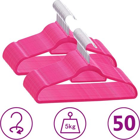Juego de perchas ropa 50 uds antideslizantes terciopelo rosa vidaXL