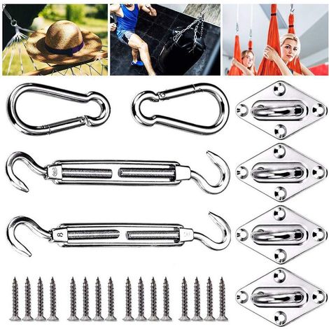 Kit de Fixation pour Voile d'Ombrage, Inoxydable pour Voile d'Ombrage, pour Une Installation en Toute Sécurité des Auvents Carrés Et Triangulaires-Fei Yu (1/5)