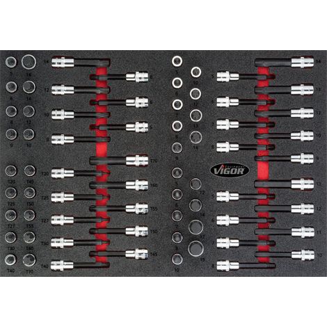 Screwdriver socket set ∙ V4753 ∙ Attacco quadro, cavo, 1/2 di pollice (12,5 mm) ∙ Profilo interno TORX®, Profilo esagonale interno ∙ 5 – 19 · M5 – M16 · T20 – T70 ∙ Numero utensili: 70 (1/3)