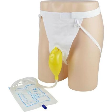 Poche de recueil d'urine respirante pour homme, système de drainage avec sac collecteur (1000 ml, masculin) (1/5)