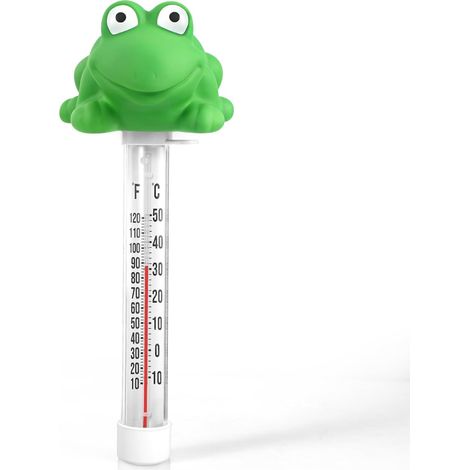 Thermomètre flottant pour piscine, grand écran facile à lire avec cordon, résistant aux chocs, pour piscines extérieures/intérieures, spas, jacuzzis et aquariums (Frog) (1/5)