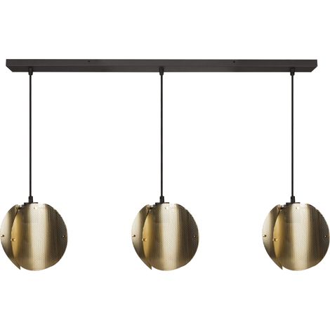 OSRAM OSRAM DECOR Globe plié Suspension LINEAR 3x E27, Or, Acier électroplaqué, Industriel, Câble textile