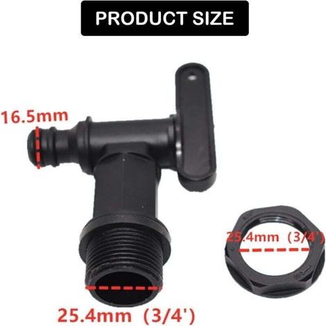 Kunststoff-Tankhahn, Adapter für Wasserspeicherbox, Tankhahn-Anschlussstück, Regenwassertankhahn für Regenwassernutzungsanlagen, Kraftstofftank für Regenwassernutzungsanlagen (1/3)