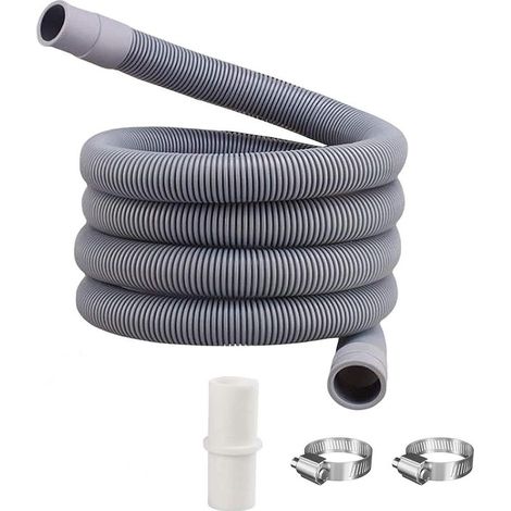 2 pieces Tuyau de Machine à Laver, Flexible D'évacuation Universel, Compris Support et Colliers de Serrage, Rallonge de Tuyau de Vidange pour Tuyau, pour Machine à laver et lave-Vaisselle (2M) (1/4)