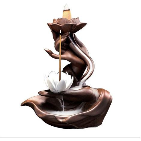 Räuchergefäß aus Keramik mit Rückflussfunktion, Kaskaden-Räuchergefäß, Buddha-/Lotus-Räuchergefäßhalter für Spa, Yoga und Meditation (1/5)
