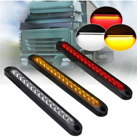 Barre lumineuse universelle 15 LED pour voiture 12V, feux arrière blancs, lampe d'avertissement d'arrêt à montage haut (1/4)