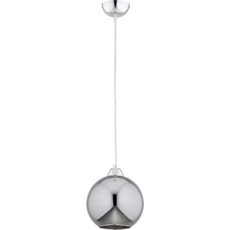 Alfa DAXIA Decorative Chrome Pendant Ceiling Lamp, Smoked Dark Glass Globe with Graphite Detail, 1-Light 1xE27 (max 15W), 20 cm, H 90 cm, Indoor IP20