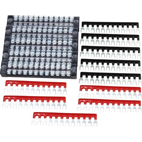 600V 15A Vis Borne 12Position Double Rangée Vis À Bande Avec 400 V 15A Rouge et Noir Bande Barrière Terminal 15 PCS (12Position-5pack) (1/5)