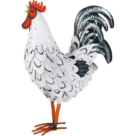 Dekoration aus Metall Eisen Hahn Hof Kunst Huhn Figur (1/5)