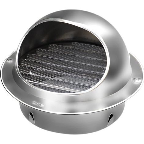 Grille de ventilation - Hotte de ventilation murale - Acier inoxydable - 4 pouces - Ronde - avec lames et moustiquaire - Ø 100 mm - pour tuyau de 100 mm (1/5)