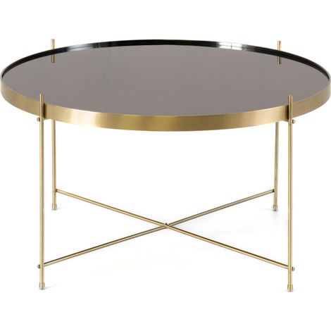 Tavolino da salotto Marissa - Struttura in metallo ottone opaco e top in vetro temperato bronzo, design ricercato 70x70x40 cm - Marissa (1/5)