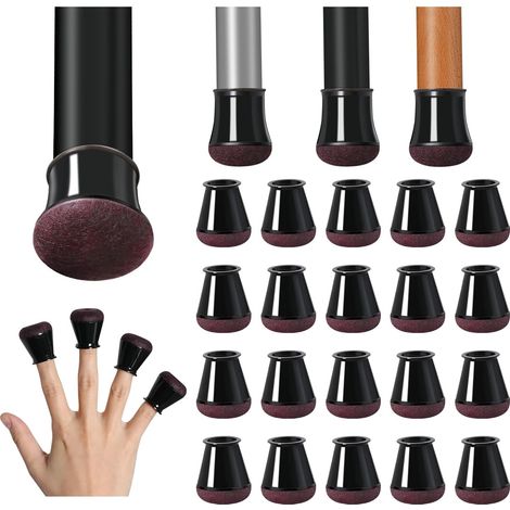 Ortviai Protections pour Pieds de Chaise – Lot de 20 en Silicone avec Feutre – Diamètre 30–40 mm, Noir