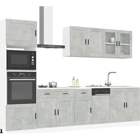 7-tlg. Küchenschrank-Set Kalmar Betongrau Holzwerkstoff (1/5)