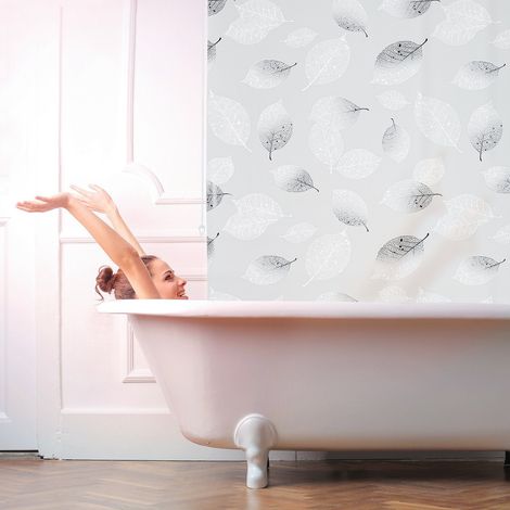 Tenda a rullo idrorepellente a foglia grigia per bagno