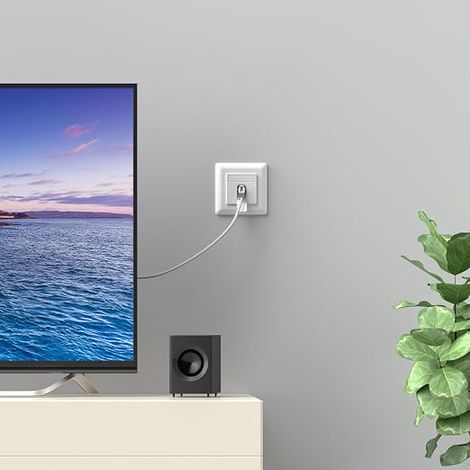 CAT6a Universal 1 Port RJ45 Surface-Mounted or Flush-Mounted 10 Gigabit Ethernet Network Socket for Network Cable - White (1/4)