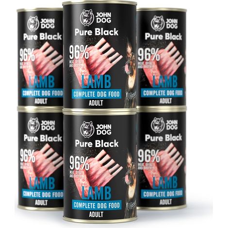 Alimento per cani adulti John Dog Pure Black, agnello, 6 confezioni da 400 g